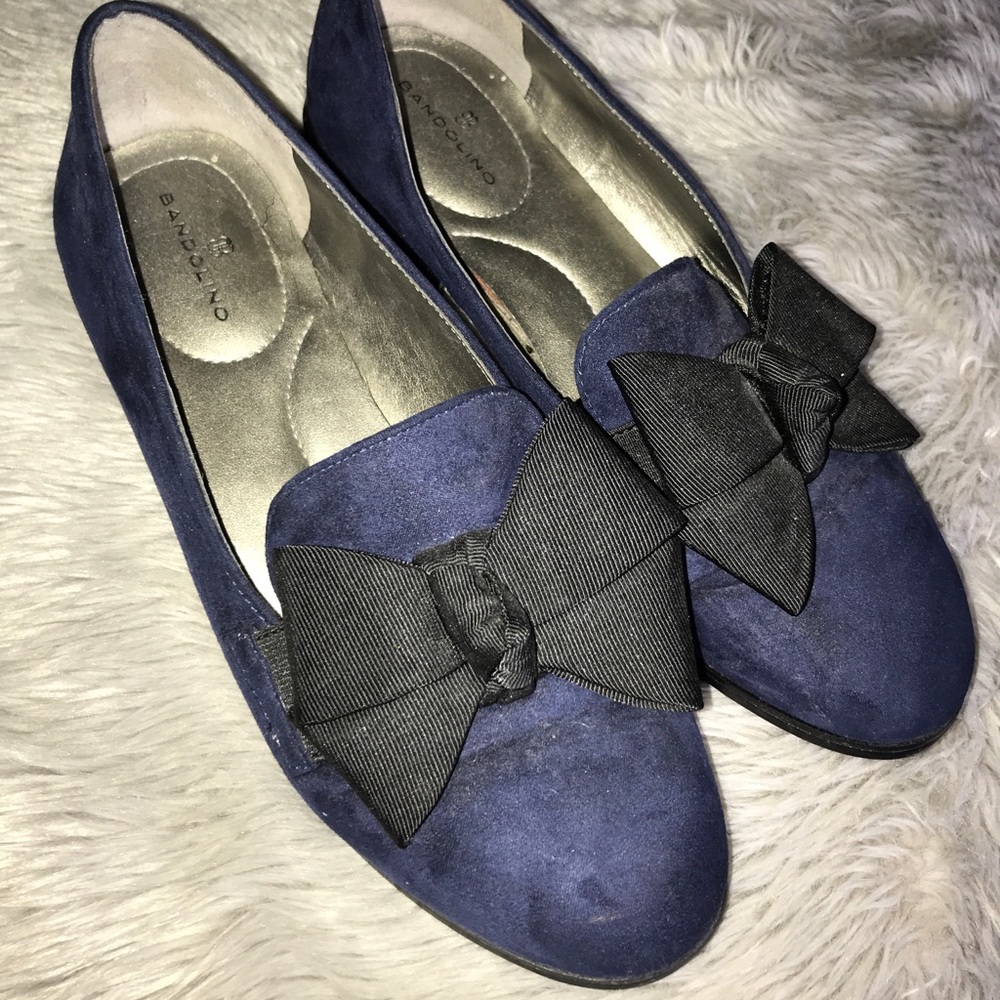 Navy Blue Suede Flats